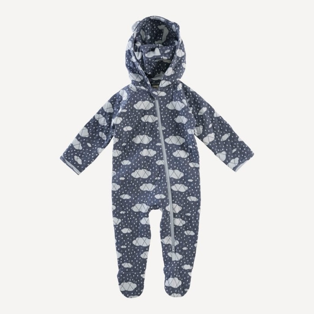 NWT Kate Quinn Quilted Bear Bunting Blue Rain Cloud‎ Organic Cotton Newborn